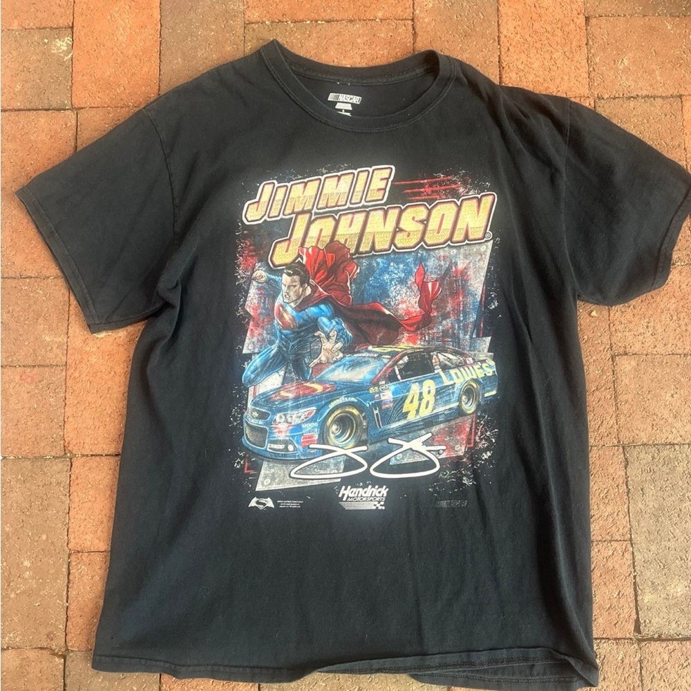 NASCAR Jimmie Johnson Superman Hendrick Motorsports Men's Black T-Shirt L